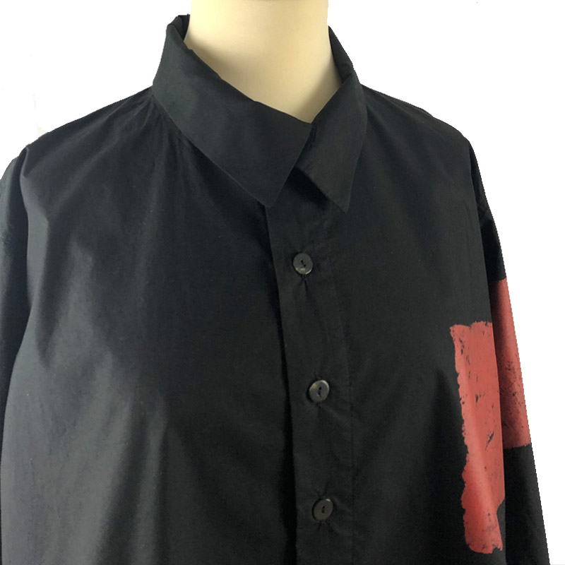 Moyuru Cotton Shirt 203603 Black + Red Combination