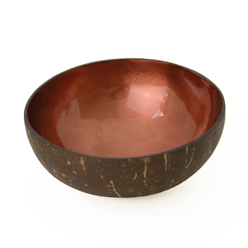 Lacquered Coconut Bowl Shiny Rust