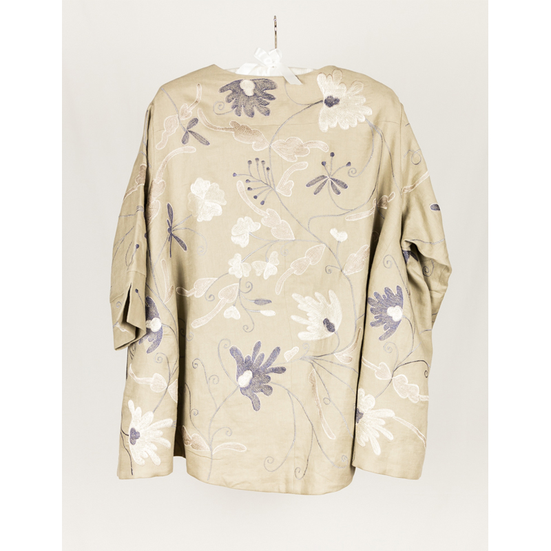 Bianco Levrin Jolie Linen Jacket Embroidered Jazz Pattern
